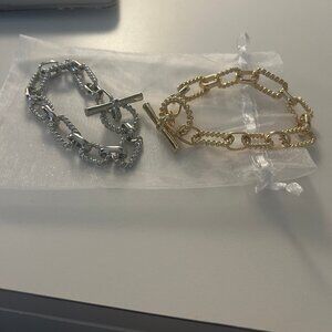 NWT Silver and Gold Link Bracelet Set